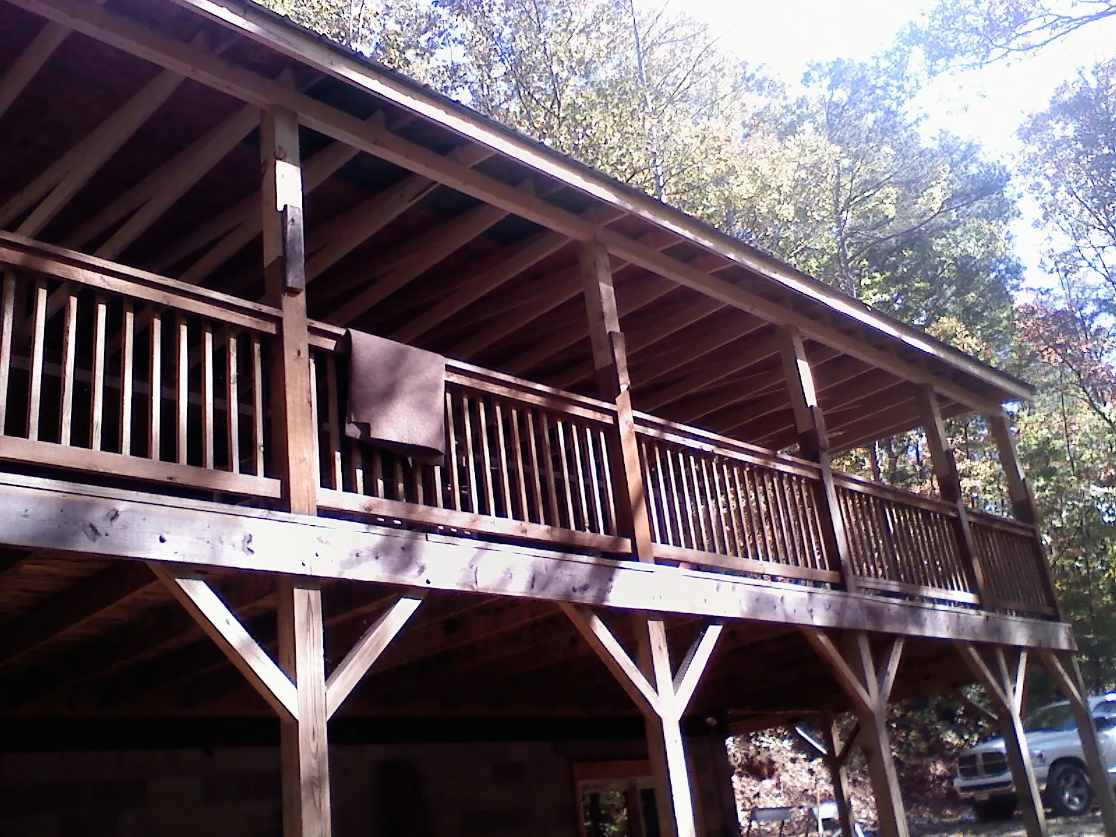 Timber framing under a new elevated porch and deck — Roof Leak Repair in Mount Gilead by Roofing Brothers